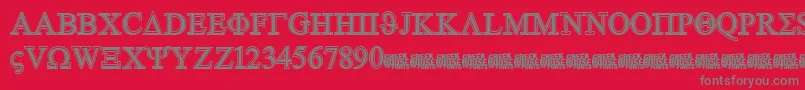 Czcionka GreekhouseSymbolizedFree – szare czcionki na czerwonym tle