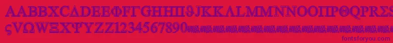 Fonte GreekhouseSymbolizedFree – fontes roxas em um fundo vermelho