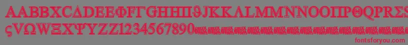 Fonte GreekhouseSymbolizedFree – fontes vermelhas em um fundo cinza
