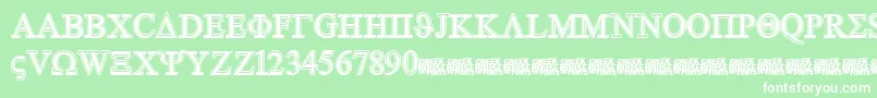 Fonte GreekhouseSymbolizedFree – fontes brancas em um fundo verde