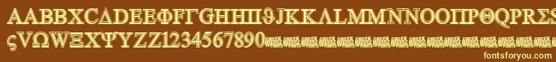 GreekhouseSymbolizedFree Font – Yellow Fonts on Brown Background