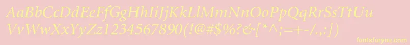 MinionItalic-fontti – keltaiset fontit vaaleanpunaisella taustalla