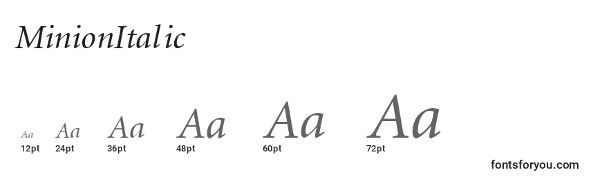 Размеры шрифта MinionItalic