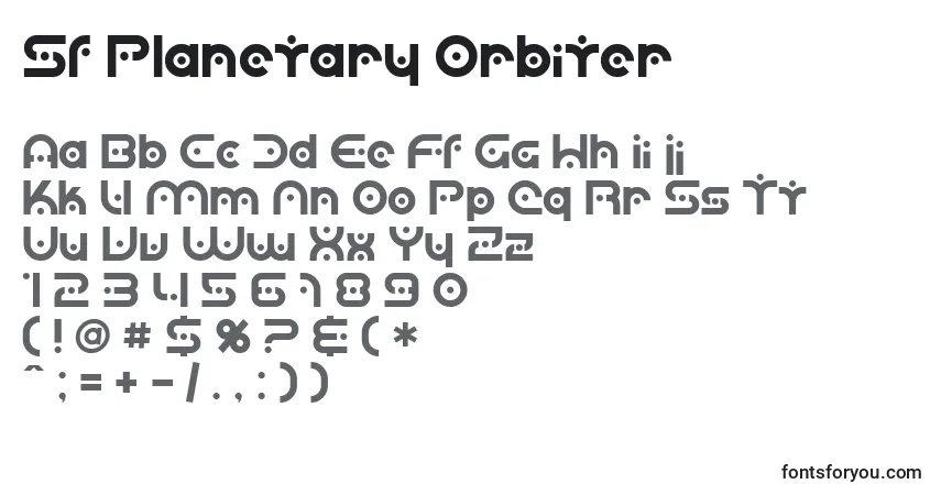 A fonte Sf Planetary Orbiter – alfabeto, números, caracteres especiais