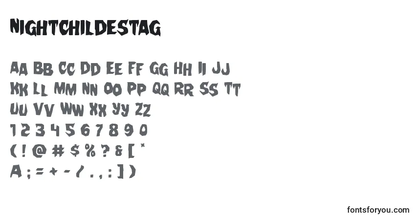A fonte Nightchildestag – alfabeto, números, caracteres especiais