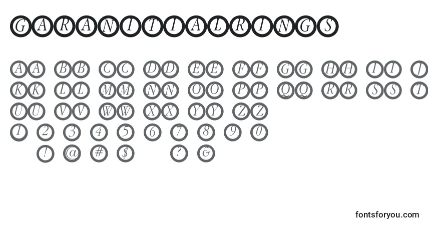 Schriftart Garanitialrings – Alphabet, Zahlen, spezielle Symbole