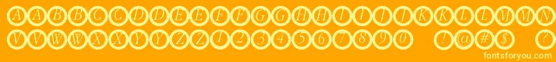 Garanitialrings-Schriftart – Gelbe Schriften auf orangefarbenem Hintergrund