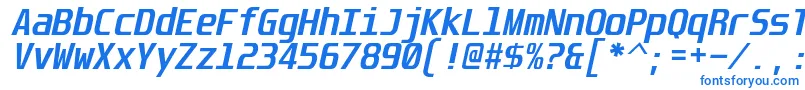 フォントUnispace ffy – 白い背景に青い文字