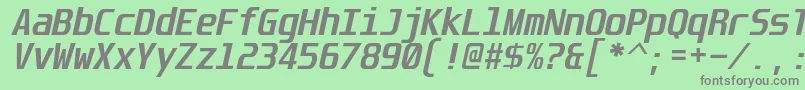 フォントUnispace ffy – 緑の背景に灰色の文字