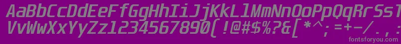 フォントUnispace ffy – 紫の背景に灰色の文字