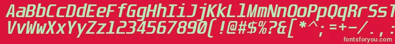 フォントUnispace ffy – 赤い背景に緑の文字