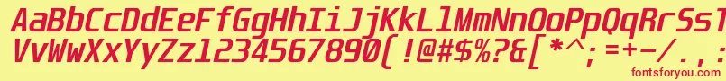 Unispace ffy Font – Red Fonts on Yellow Background