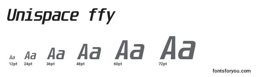 Размеры шрифта Unispace ffy