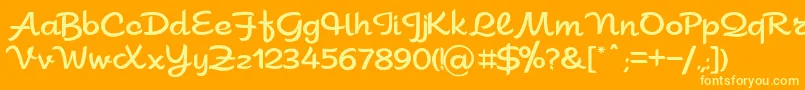 Sahara-Schriftart – Gelbe Schriften auf orangefarbenem Hintergrund