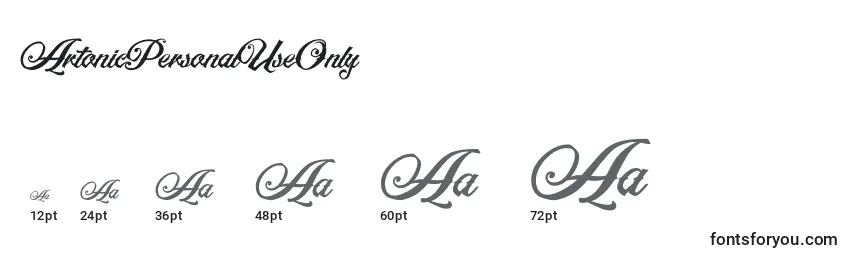 ArtonicPersonalUseOnly Font Sizes