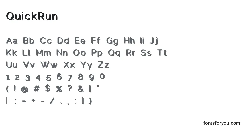 Schriftart QuickRun – Alphabet, Zahlen, spezielle Symbole