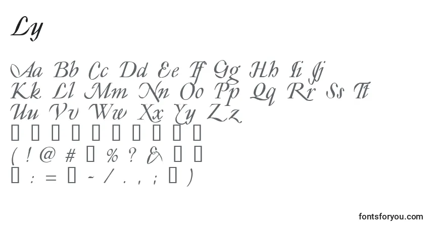 Schriftart Ly – Alphabet, Zahlen, spezielle Symbole
