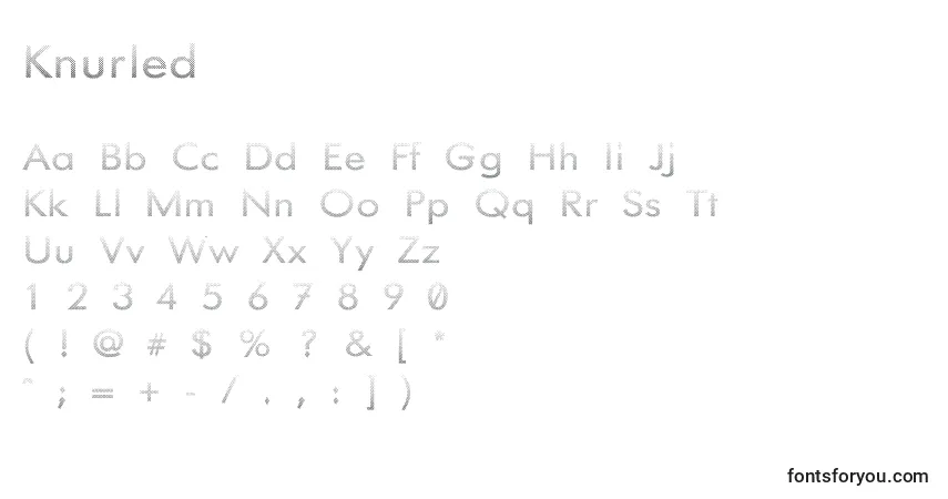 Schriftart Knurled – Alphabet, Zahlen, spezielle Symbole