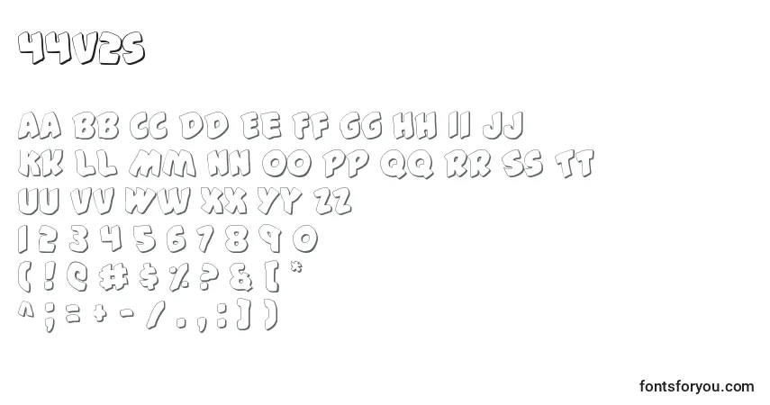 Schriftart 44v2s – Alphabet, Zahlen, spezielle Symbole