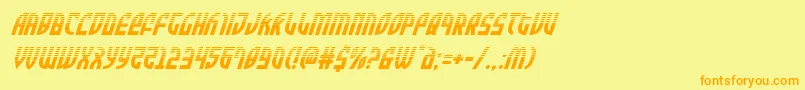 フォントZoneriderhalfital – オレンジの文字が黄色の背景にあります。