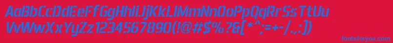 AeroMaticsStencilItalic Font – Blue Fonts on Red Background