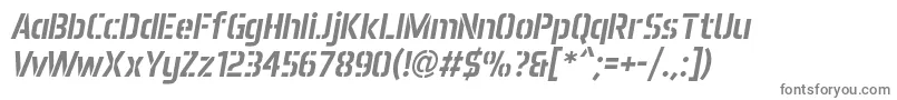 AeroMaticsStencilItalic-fontti – harmaat kirjasimet valkoisella taustalla