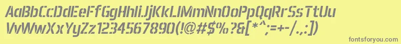 AeroMaticsStencilItalic Font – Gray Fonts on Yellow Background