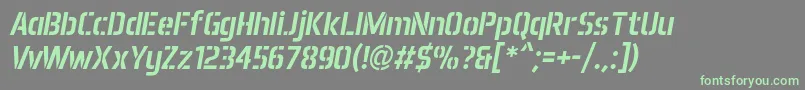 フォントAeroMaticsStencilItalic – 灰色の背景に緑のフォント