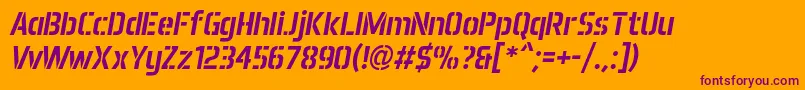 AeroMaticsStencilItalic Font – Purple Fonts on Orange Background