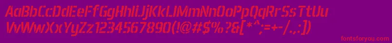 AeroMaticsStencilItalic Font – Red Fonts on Purple Background