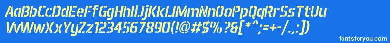 AeroMaticsStencilItalic Font – Yellow Fonts on Blue Background