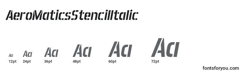 Размеры шрифта AeroMaticsStencilItalic
