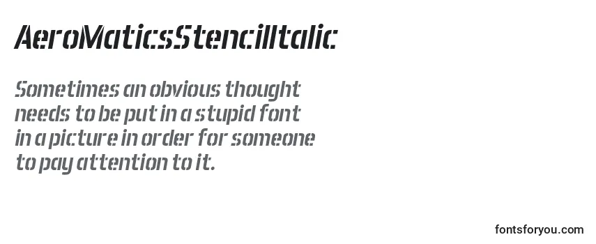Überblick über die Schriftart AeroMaticsStencilItalic