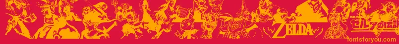 LegendOfZeldaTrifont Font – Orange Fonts on Red Background