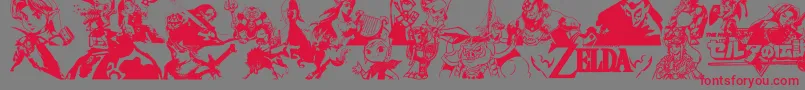 LegendOfZeldaTrifont Font – Red Fonts on Gray Background