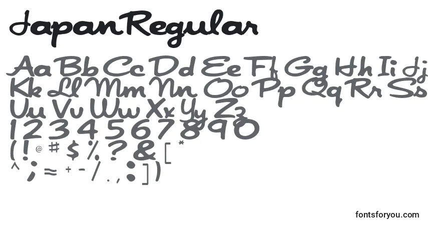 Шрифт JapanRegular – алфавит, цифры, специальные символы