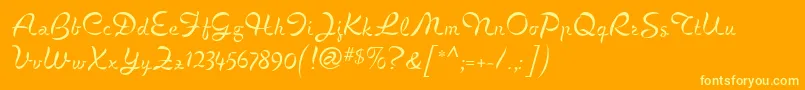 Cigno-Schriftart – Gelbe Schriften auf orangefarbenem Hintergrund
