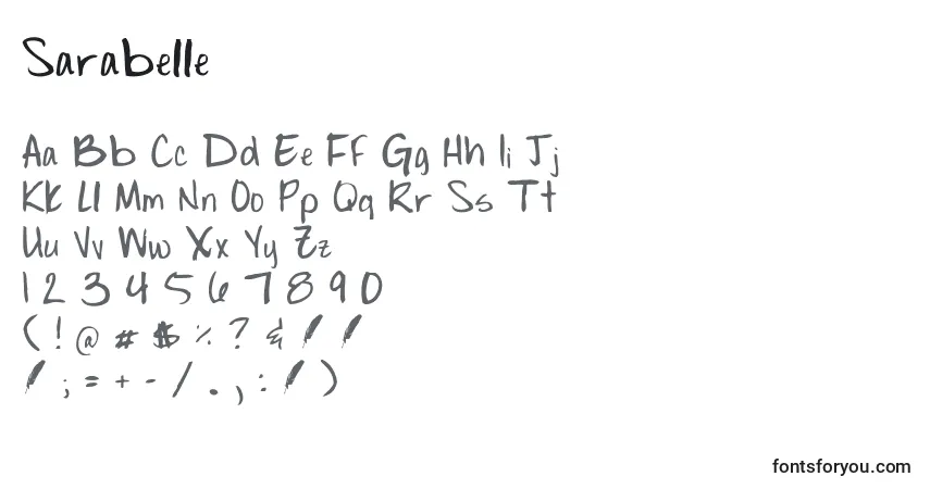 Czcionka Sarabelle – alfabet, cyfry, specjalne znaki