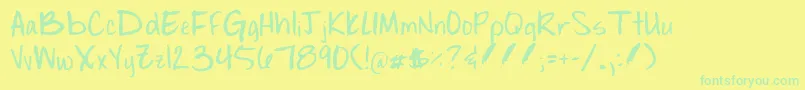 Więcej informacji o czcionce Sarabelle Czcionka Sarabelle – zielone czcionki na żółtym tle