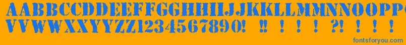Due Font – Blue Fonts on Orange Background