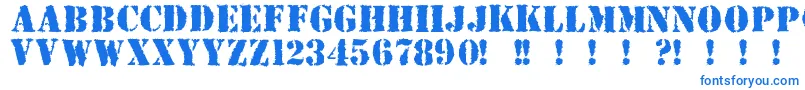 フォントDue – 白い背景に青い文字