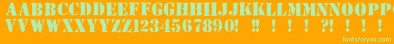 Due Font – Green Fonts on Orange Background