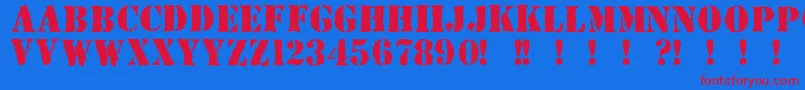 Weitere Informationen zur Due-Schriftart Due-Schriftart – Rote Schriften auf blauem Hintergrund