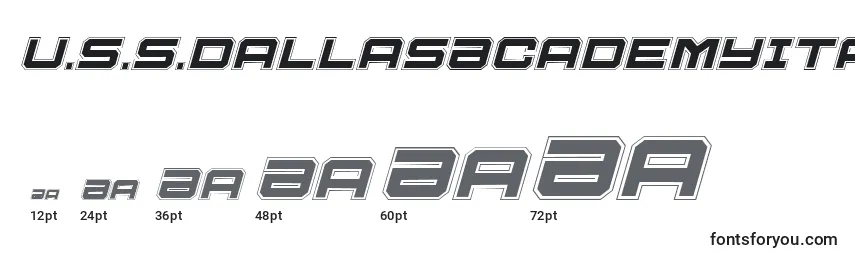 U.S.S.DallasAcademyItalic Font Sizes