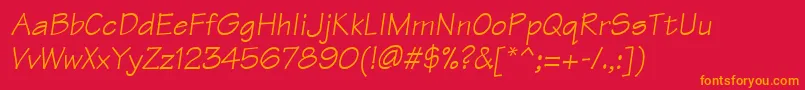 ManualSsiItalic-Schriftart – Orangefarbene Schriften auf rotem Hintergrund