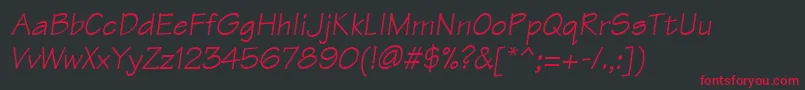 フォントManualSsiItalic – 黒い背景に赤い文字