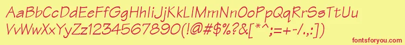 ManualSsiItalic-Schriftart – Rote Schriften auf gelbem Hintergrund