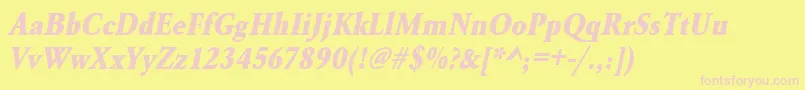 UrwgaramondtextbolextnarOblique-Schriftart – Rosa Schriften auf gelbem Hintergrund