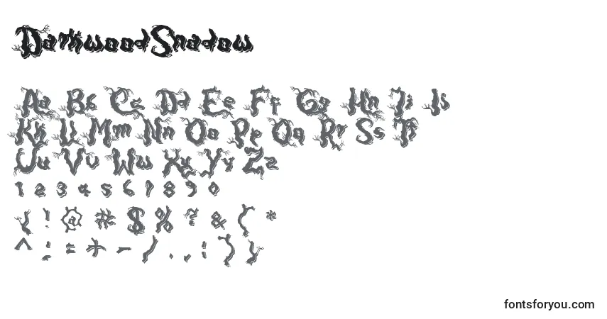 A fonte DarkwoodShadow – alfabeto, números, caracteres especiais