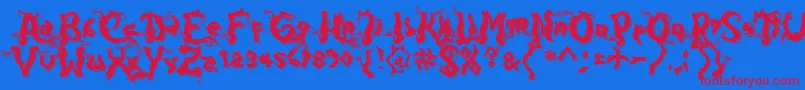 フォントDarkwoodShadow – 赤い文字の青い背景
